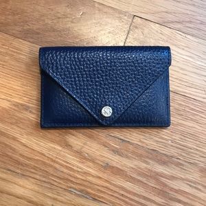Navy Dagne Dover Pebbled Leather Card Case